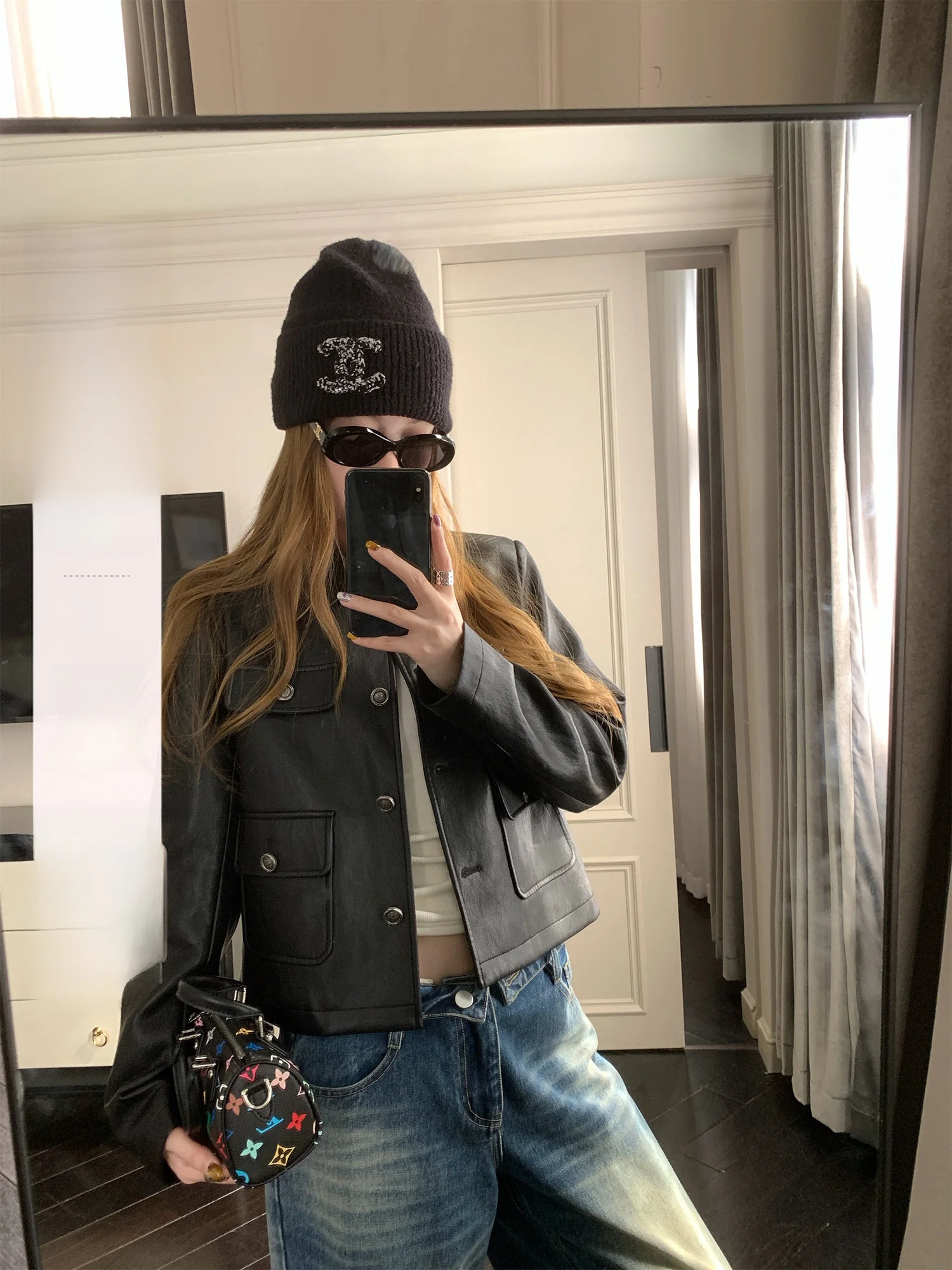 

Modern Bla Leather Jaet Women's ort Sle Stand Collar Coat 2026 New Faion Spring Collection No Brand