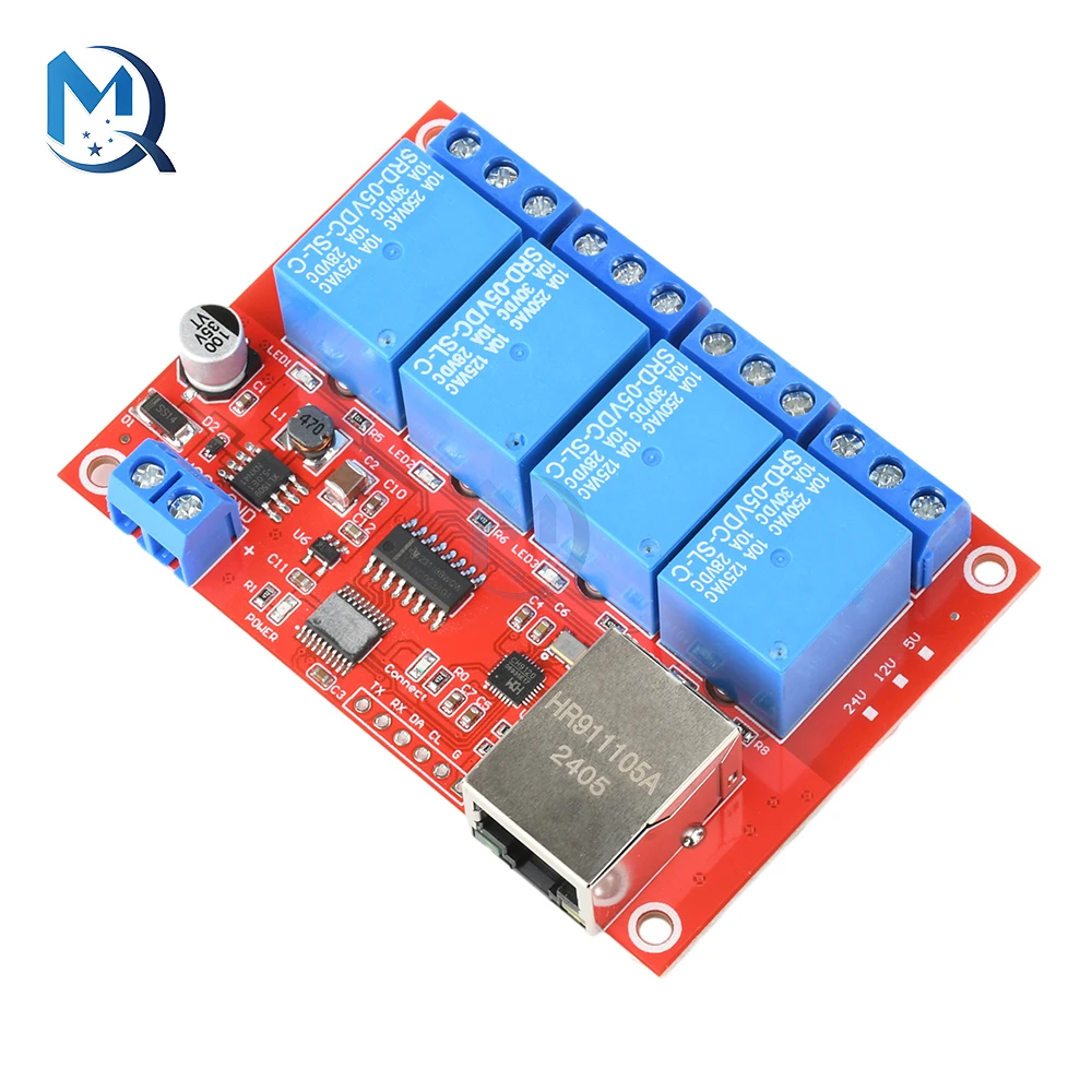 DC 5V/12V/24V 4/8 Way TCPIP Network Ethernet Relay Module Switch LAN Control Smart Device Remote Control