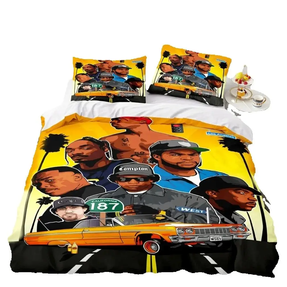 3D Print Rapper 2Pac Quilt Cover Pillowcase,2Pac Bedding Set,Tupac Shakur Duvet Cover,King Queen Twin Size