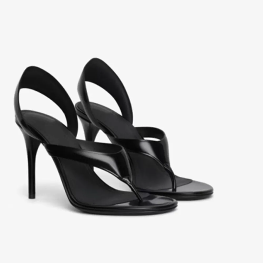 

2025 Summer Women Round Toe High Heeled Shoes for Woman's European and American Stiletto Sandals Ladies Peep Toe Flip-Flops