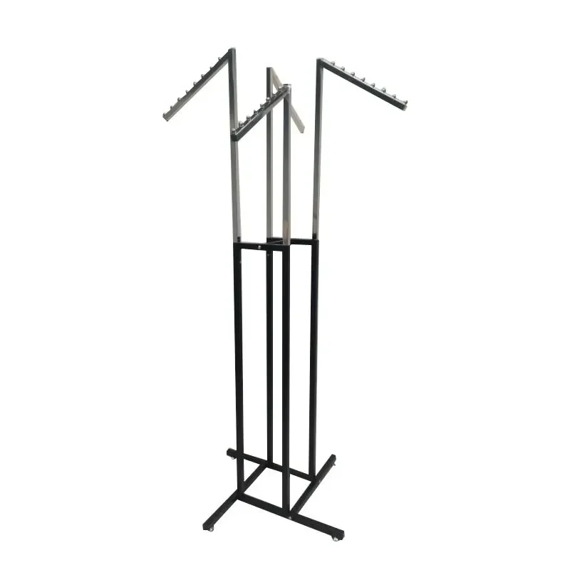 Four-way rectangular diagonal arm retail waterfall hanger Adjustable clothing display rack for hanging clothing