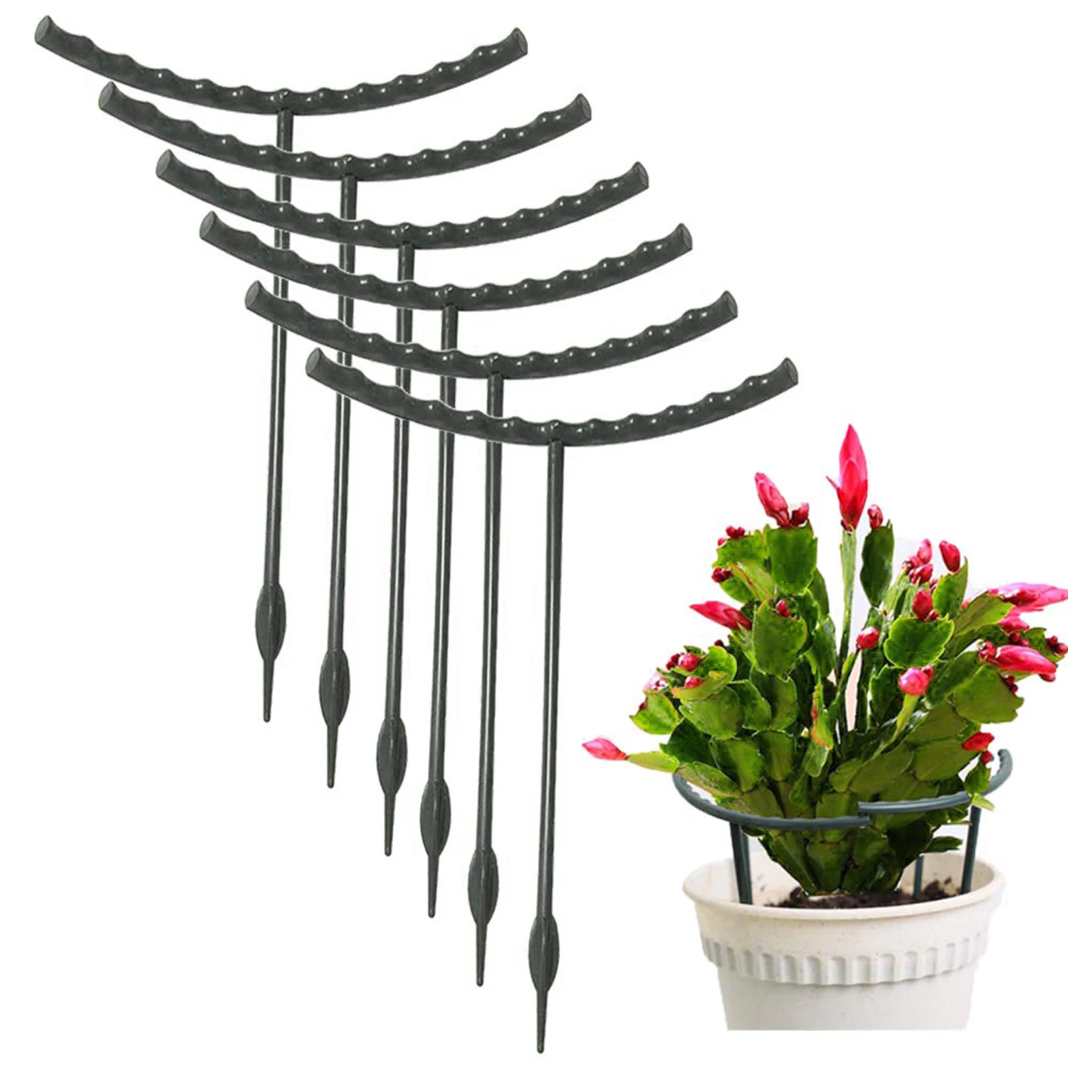 2/4/8PCS Half Round Ring Plastic Cage Holder Flower Pot Climbing Trellis for Small Vegetable,Indoor Plants