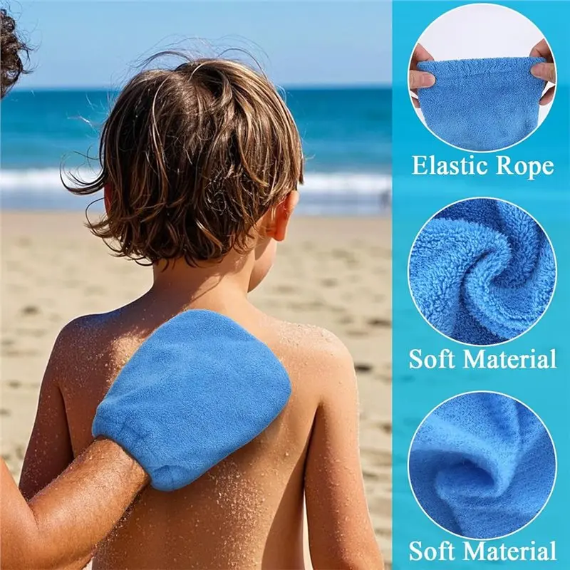 ABJA-2 In 1 Sand Remover For Beach 2Pcs Sand Wipe Off Mitts For Beach
