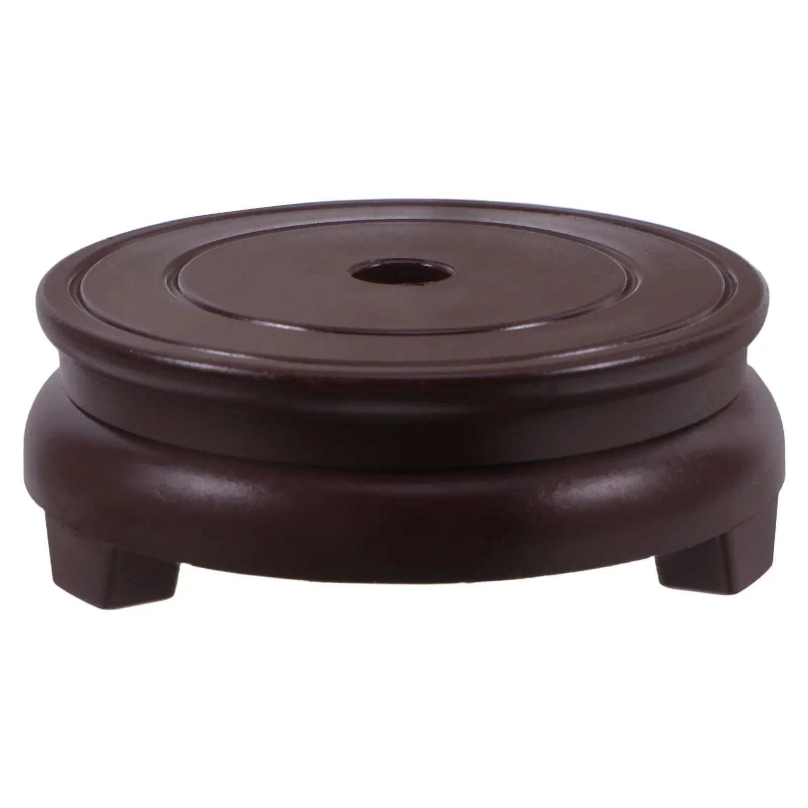 Elegante Soporte Redondo Oriental de Resina con Aspecto de Madera para Jarrones, Peceras, Bonsáis, Piedras, Buda, Teteras, Lámparas, 10 cm, Rojo Espacial