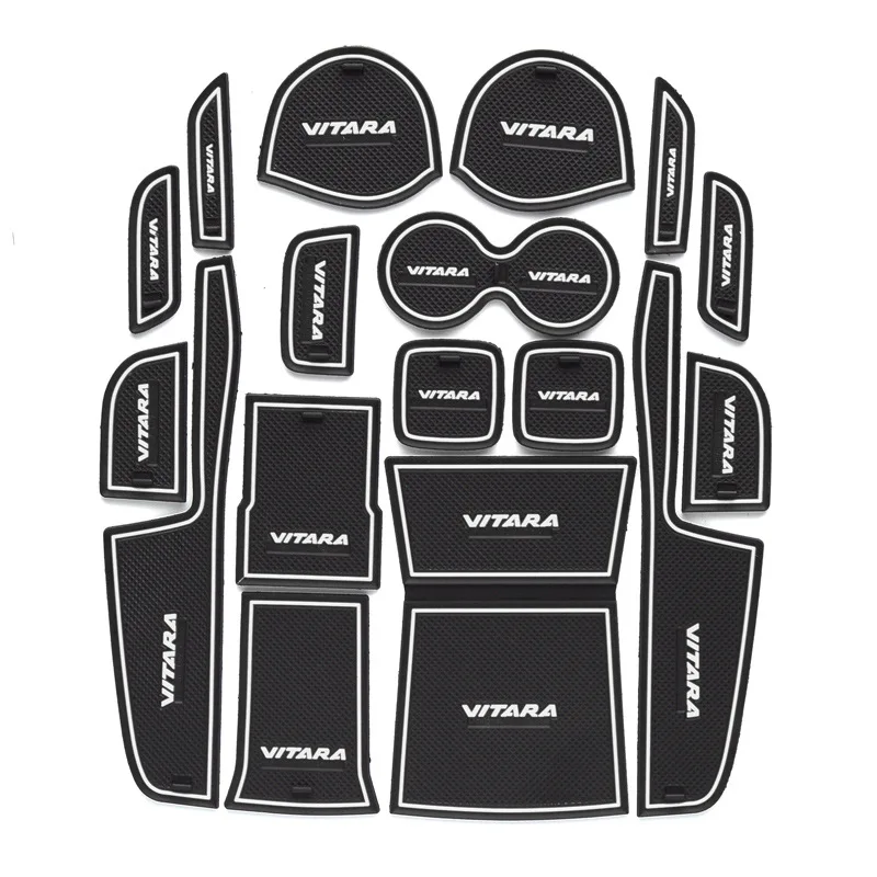 Car Anti-Slip Gate Slot Cup Mats for SUZUKI VITARA 2016-2020 Accessories Non-Slip Mat Car Sticker Interior Door Pad 17pcs