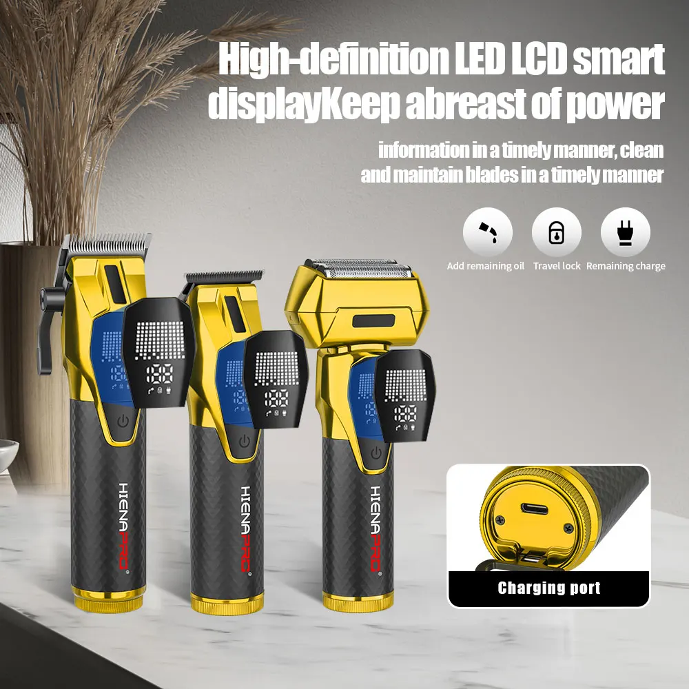 HIENA الشعر المتقلب المهنية آلة حلاقة كليبرز اللاسلكي ماكينة حلاقة أداة تهذيب اللحية الحلاقة ماكينة حلاقة كهربائية للرجال