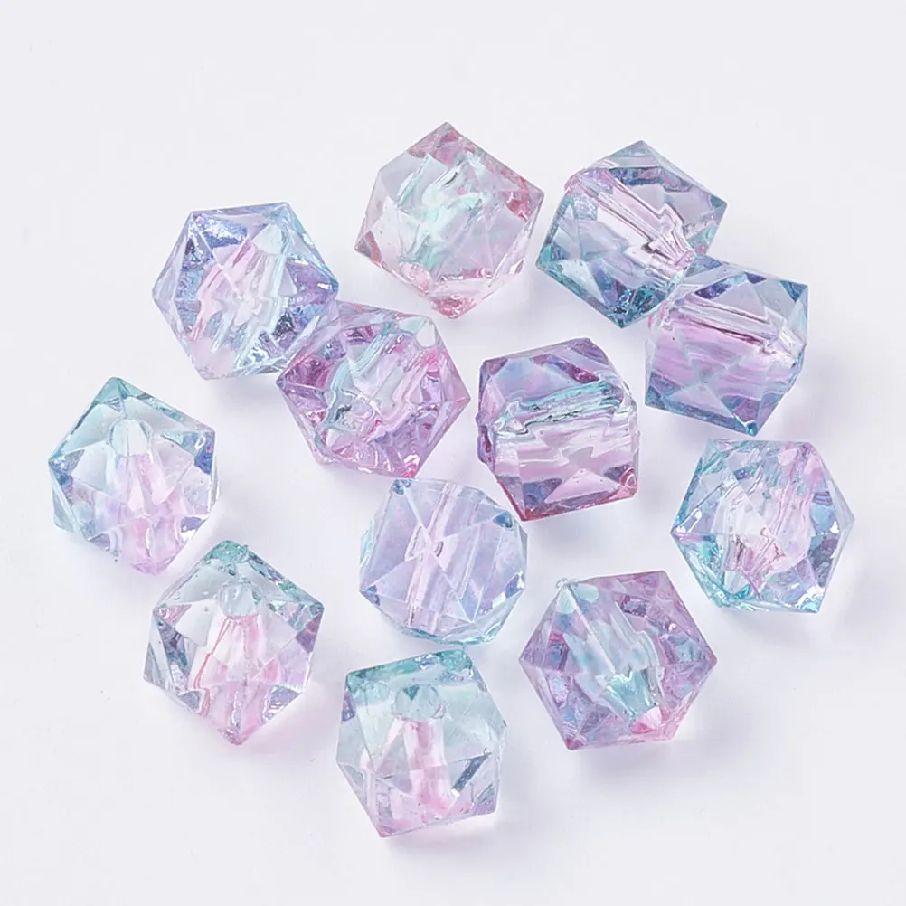 

200 Pcs Acrylic Beads Transparent Polygonal DIY Jewelry Making Necklace Bracelet Earrings Accessories Safe Material Unique Gift
