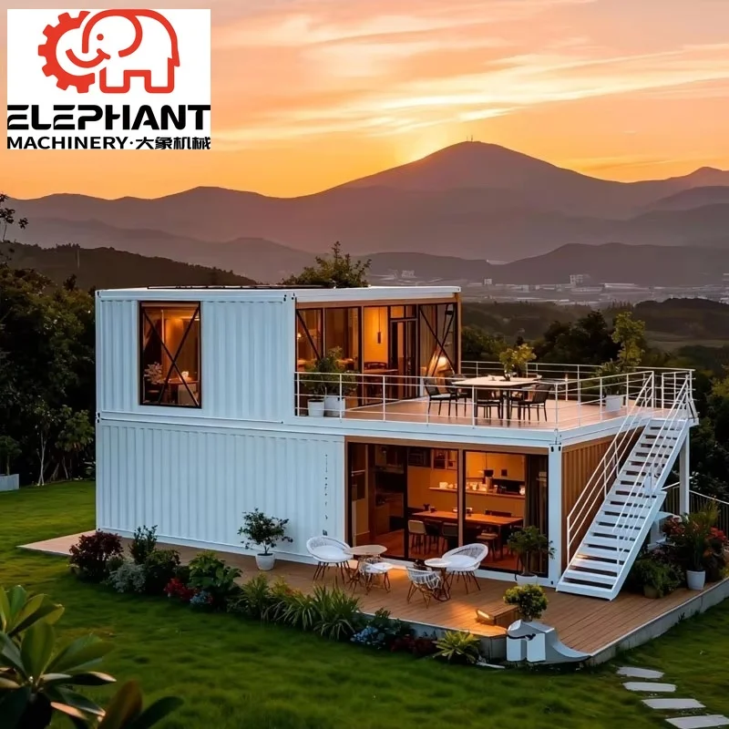 Multi-Functional Special Container Units Light Steel Prefabricated Houses Modern Design Sliding Double Glass Door Breathable