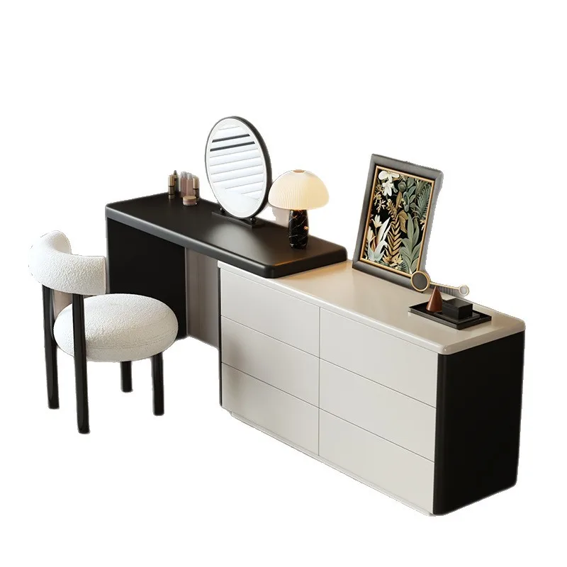 

Painted black and white color matching oil wind dresser modern storage cabinet solid wood makeup table
