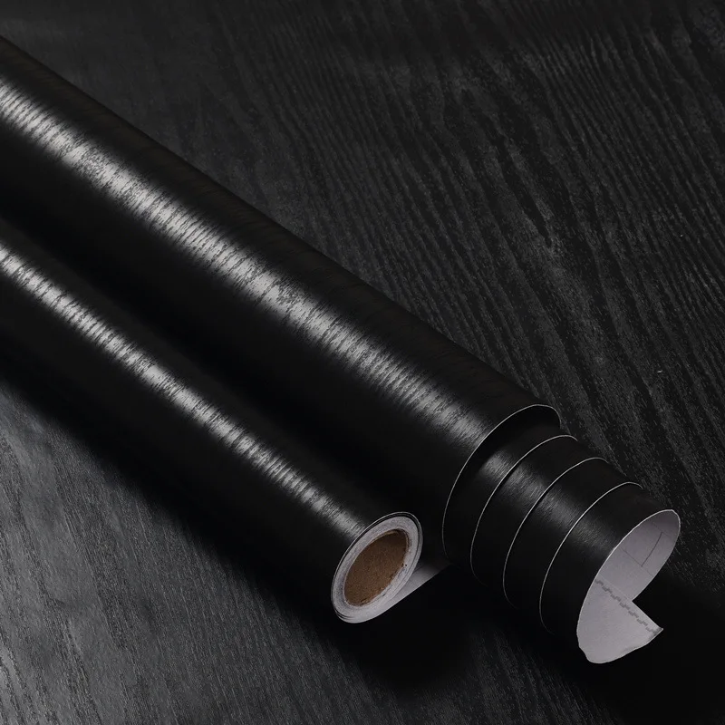 

Черная утолщенная контактная бумага, деревянная наклейка на стену, виниловые водонепроницаемые самоклеящиеся обои, съемные для стены в R