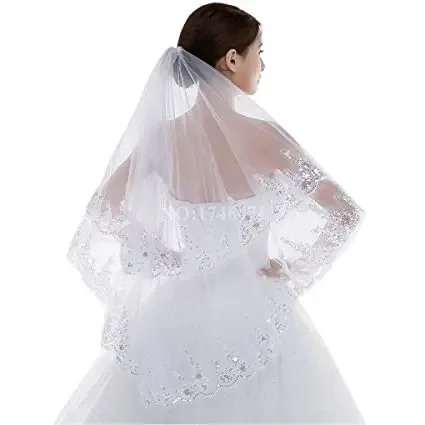 

Wedding Lace Veil Sparkle Hip Length 2 Tier Soft Tulle Bridal Comb 2024