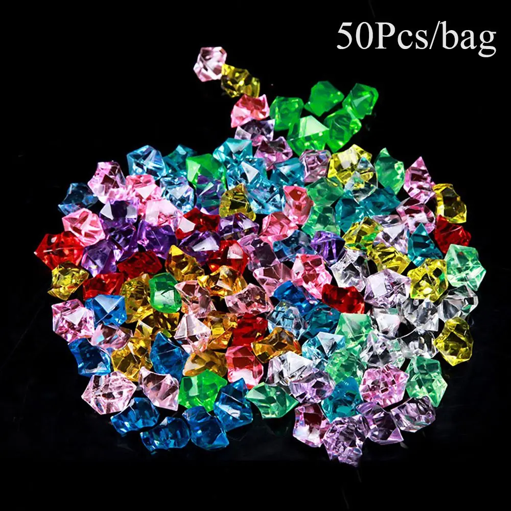 50Pcs/bag Colorful 1.4*1.1cm Aquarium Acrylic Stones Crystal Ice Cubes Decor Vase Filler Pebble Fish Tank Home Ornament