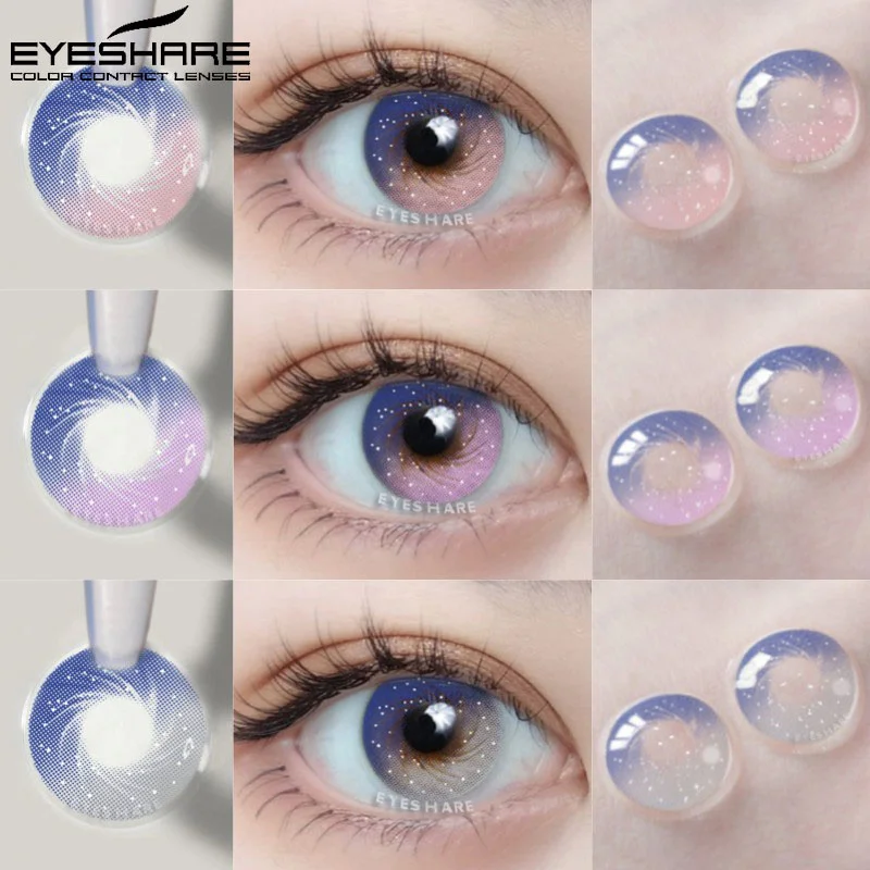 EYESHARE 1 Pair Colorcon Color Contact Lenses for Eyes Natural Brown Contacts Lenses Yearly Blue Eyes Lens Purple Colored Lens