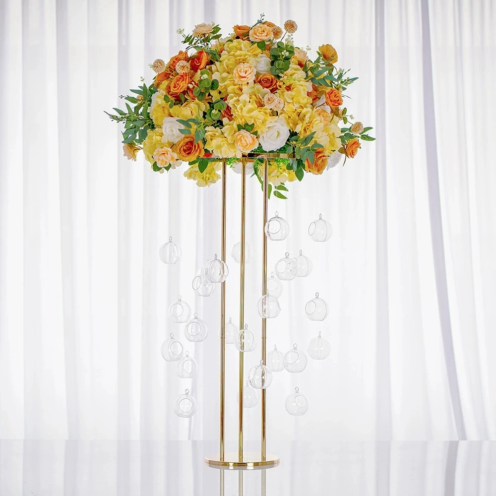 Kerzenständer aus Metall, Blumentischständer, Hochzeitstisch-Mittelstück, Blumenstrauß, Blumenball-Dekoration, 2 Stück – Detail 2