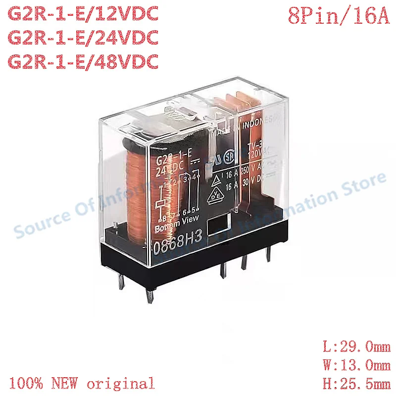 5Pcs G2R-1-E/12VDC 24VDC 48VDC Power Relay Set 8 Pin 16A High Latching Current for Electronic Components