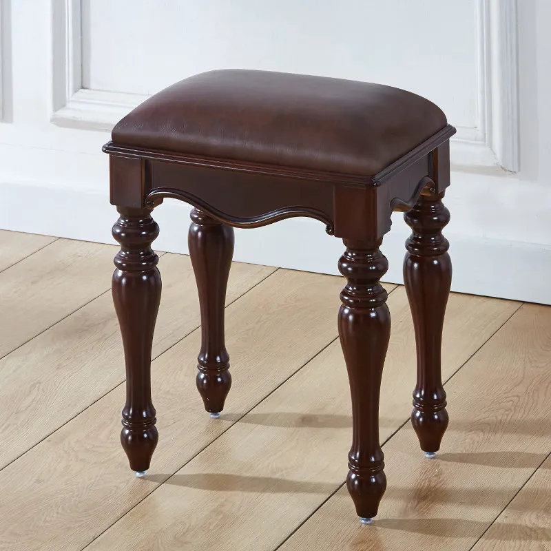 For Antique Style Vanity Stool, European Dressing Chair for Bedroom & Piano, Square/Round Home Stool