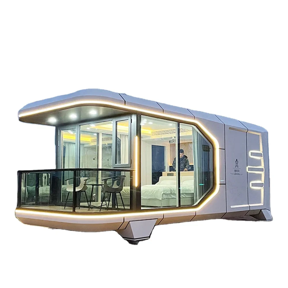 Outdoor Eco Cap sule House Luxury Pod Space Cap sule Hotel Cap sule Room Prefab Ap ple Cabin Container House