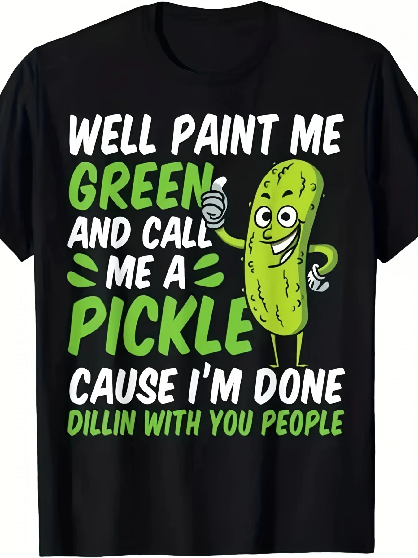 Men's Fun Side Dishes, Please Paint Me As A Green T-shirt S3XL Size Retro Humorous Pattern T-shirt, with Green Side Dish Printing, Party Jokes, Machine Washing, Fashion Versatile Casual T-shirt, Funny Gift