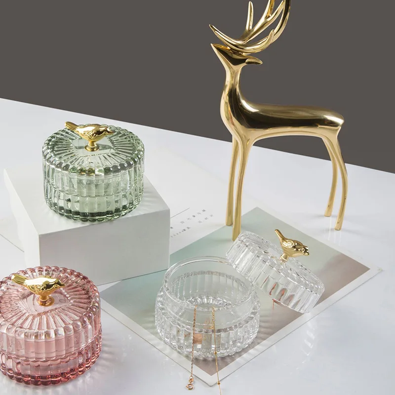 Light Luxury Bird Retro Small Storage Jar Cute Mini Small Earrings Dressing Table Storage Candle Holder Romantic Candle Jar