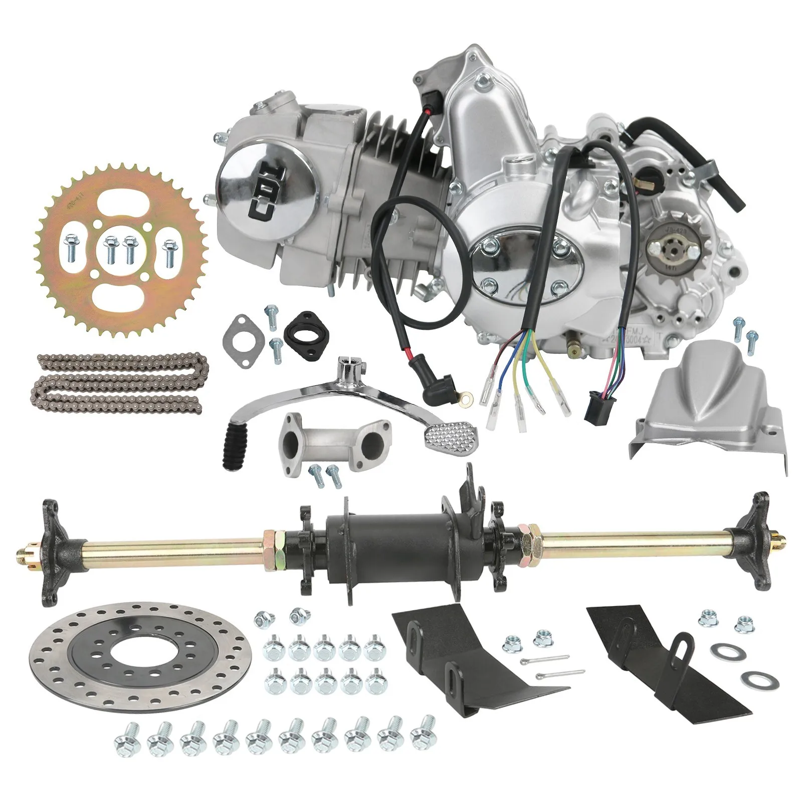 

Задняя ось 710 мм + двигатель 140 куб. см для колеса с 3 креплениями для квадроцикла, багги, картинга