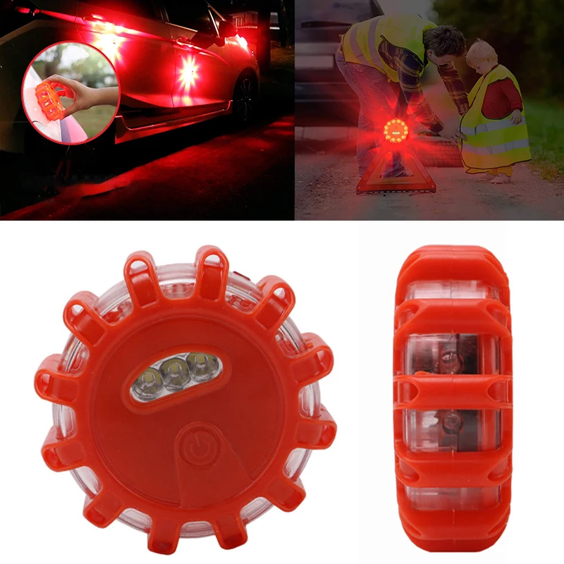 USB Rechargeable LED Road Flares Emergency Lights Roadside Warning For Car Safety Beacon Flashing Disc Kit with Magnetic Base