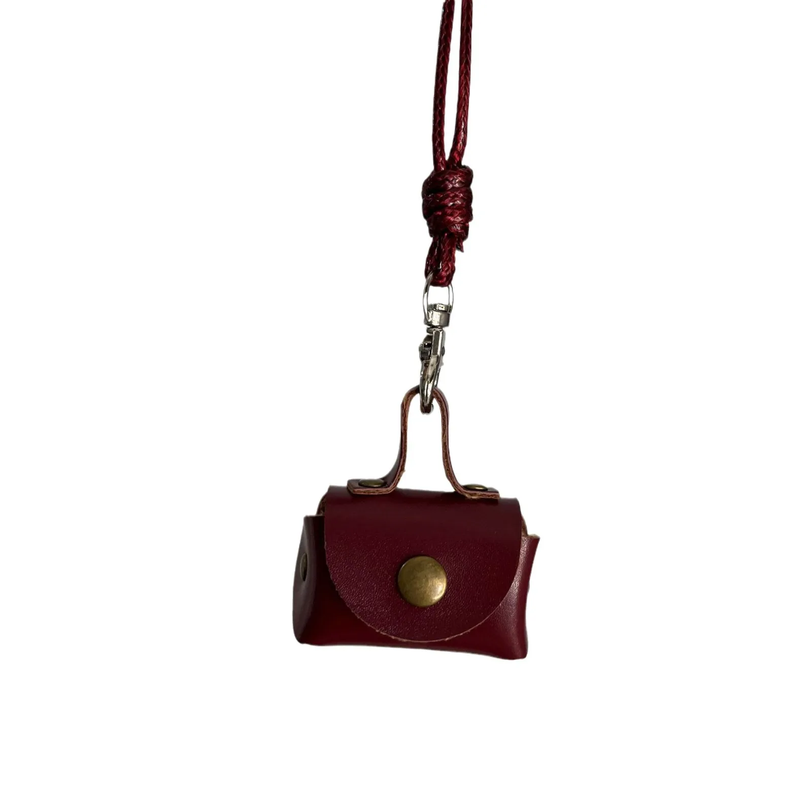 Compact Leather Coin Purse Neck Hanging Necklace Long Sweater Chain Accessory