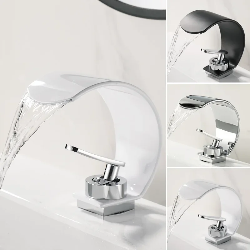 Torneira Moderna da Bacia do Único Furo para o Banheiro Preto Fosco Ouro Branco Torneira da Bacia Torneira Misturadora Acessórios do Banheiro tipo Coreano