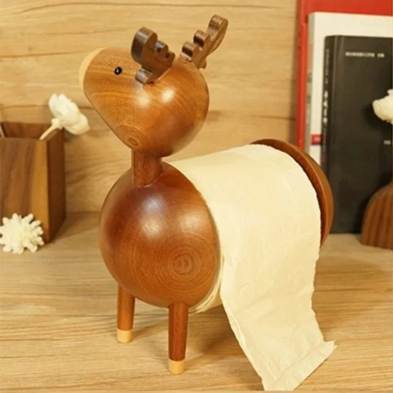 Creative Toilet Roll Holder Wood Nordic Elk Paper Towels Holder Funny Elegant Toilet Paper Stand Kitchen Bathroom Accessories