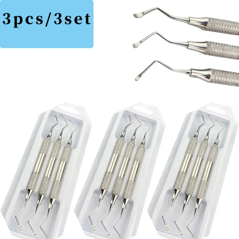 

3Pcs/3Set Dental Jagged Curette Stainless Steel Professional Implant Instrument Tools Periodontal Bone Curette