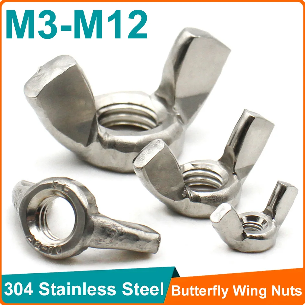 Tuercas de tuerca de mano de forma especial de acero inoxidable 304, tuercas de mariposa, tuerca de garra M3 M4 M5 M6 M8 M10 M12