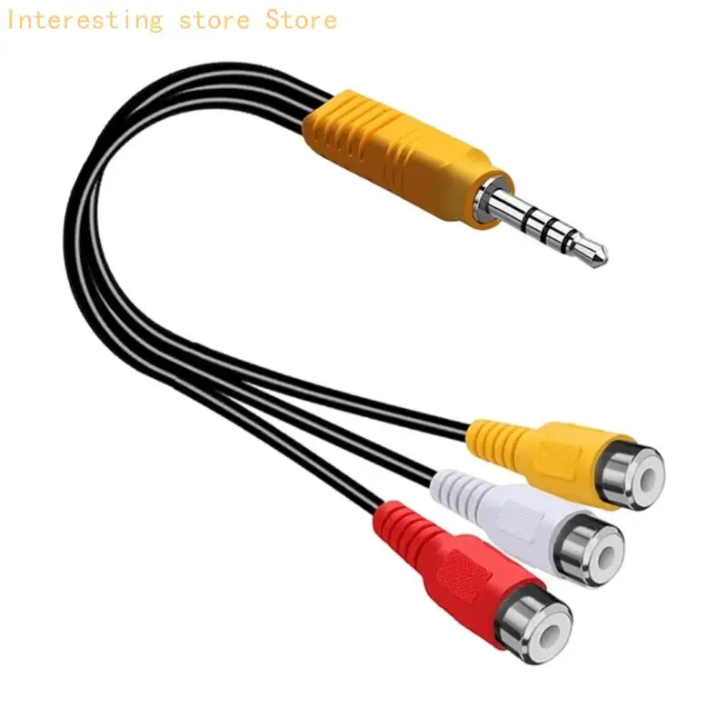 Analog Music Video Adapters Wire, 3.5Mm Male to 3RCA Female Music Video Cord 55KC