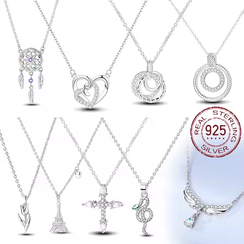 Original 925 Sterling Silver Necklace For Women Class Style Heart Shape Romantic Style High Quality Women Necklace Jewelry Gift