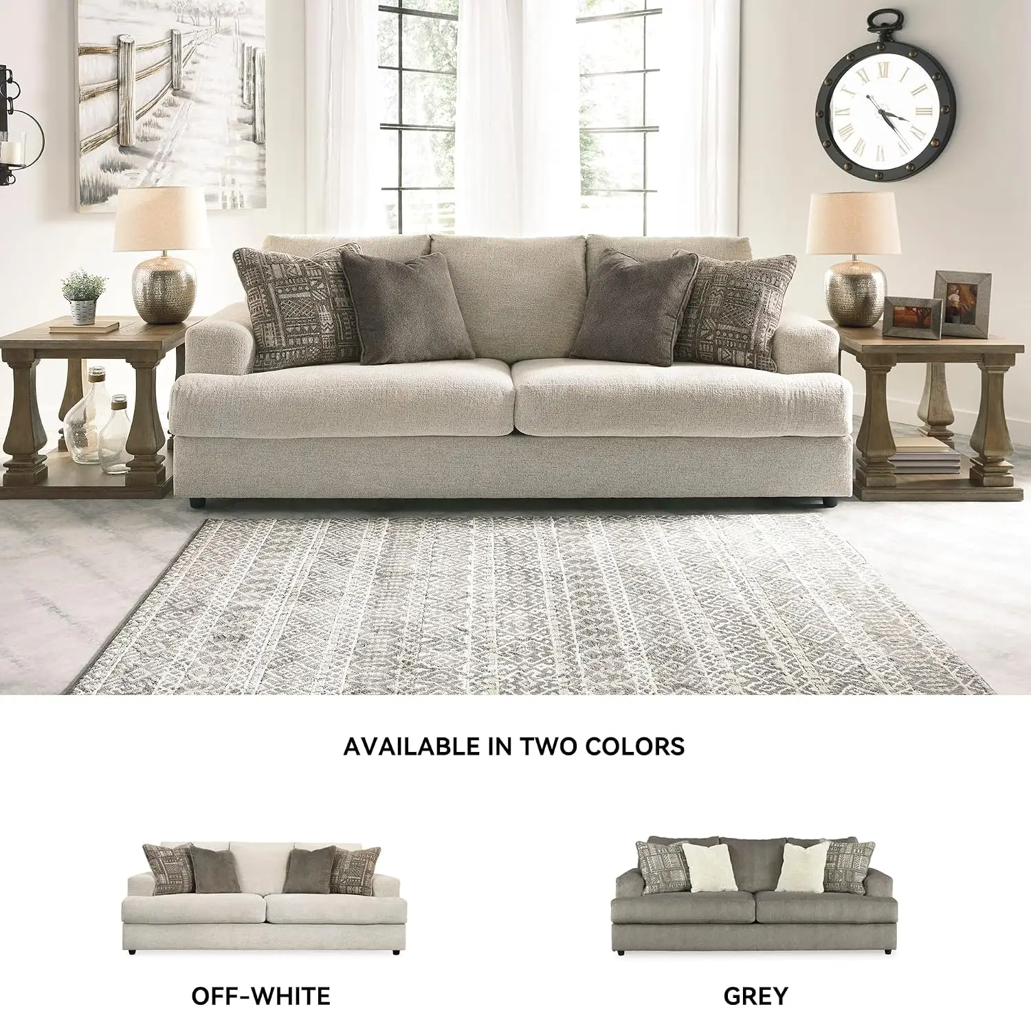Soletren Chenille Sofa, Stone, No Assembly