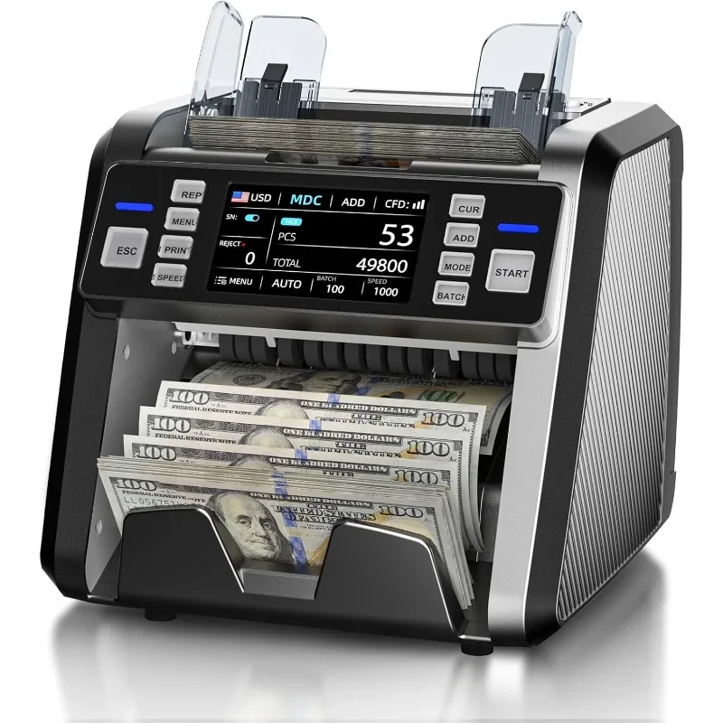 

Mixed Denomination Money Counter Machine, Value Counting, Mixed Counting with 2 CIS/UV/MG/IR/DD/DBL/HLF/CHN