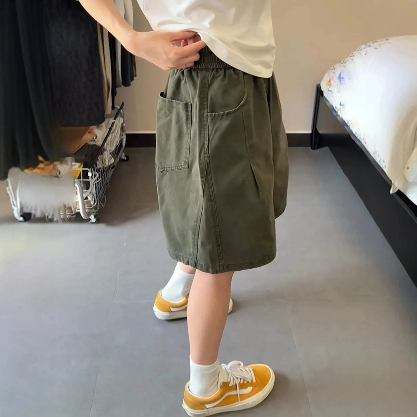 Army Green American Four-point Shorts Men's Summer Straight-washed Pure Cotton Tooling Pants Casual Sports Five-point Pants