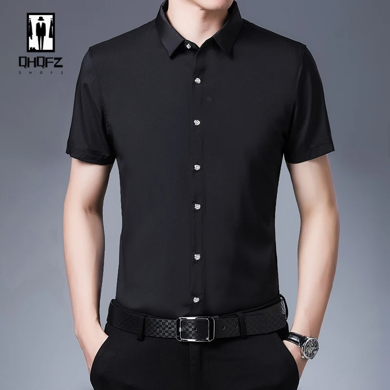 8 Colors Men\'s Casual Business Short Sleeved Shirt Wrinkle Resistant Fashionable Top