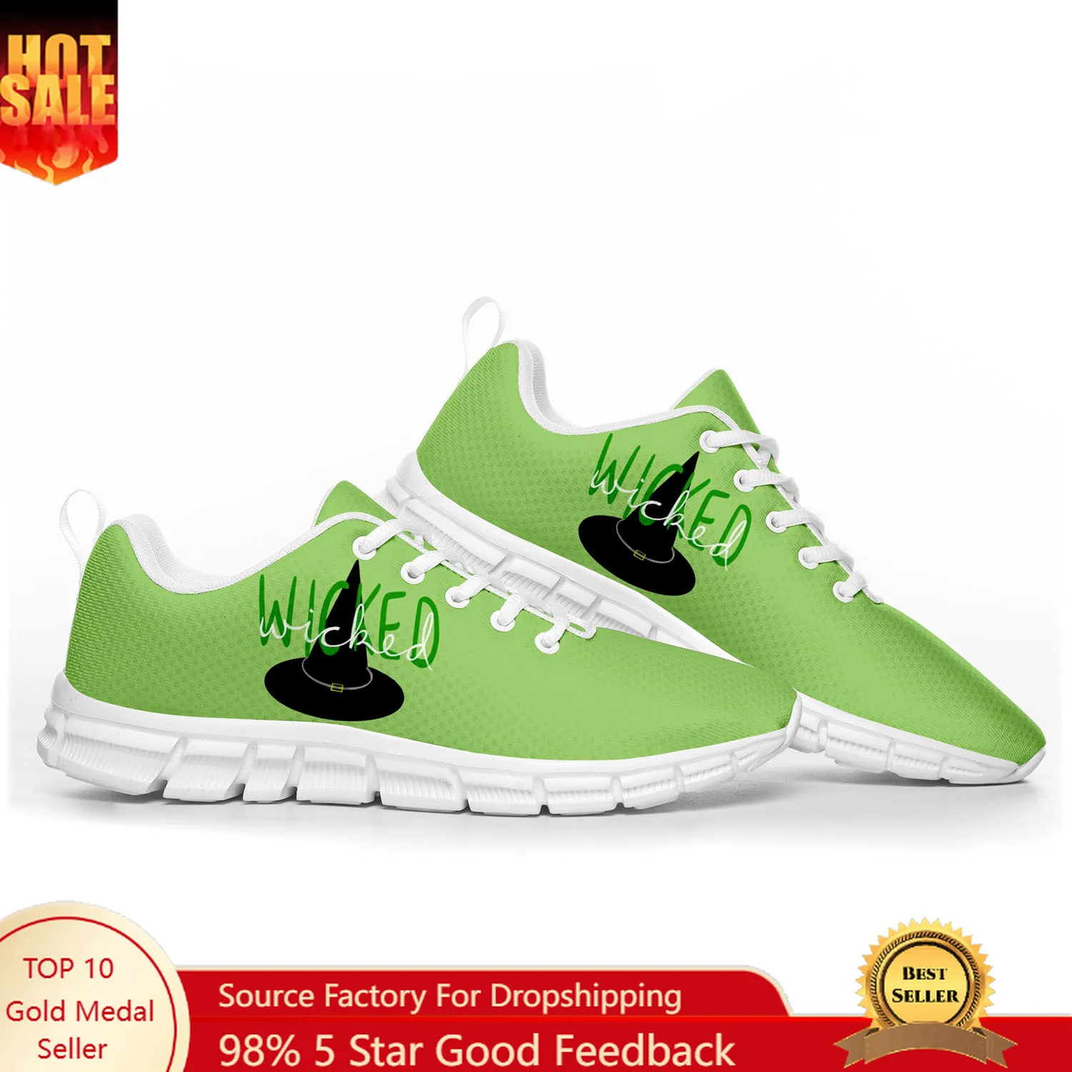 WICKED He Musical Elphaba Wicked Witch Sports Shoes Mens Womens Teenager Kids Children Sneakers Parent Child Sneaker Custom Shoe