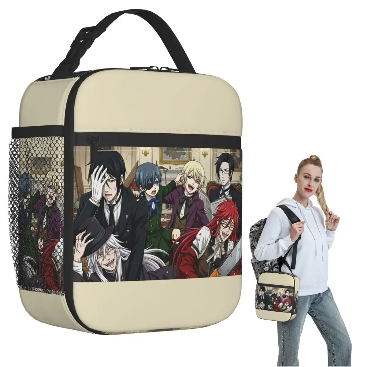 Sebastian Anime Black Butler (12) Insulated Lunch Bag for Women Children Portable Food Boxes Thermal Lunch Box Tote