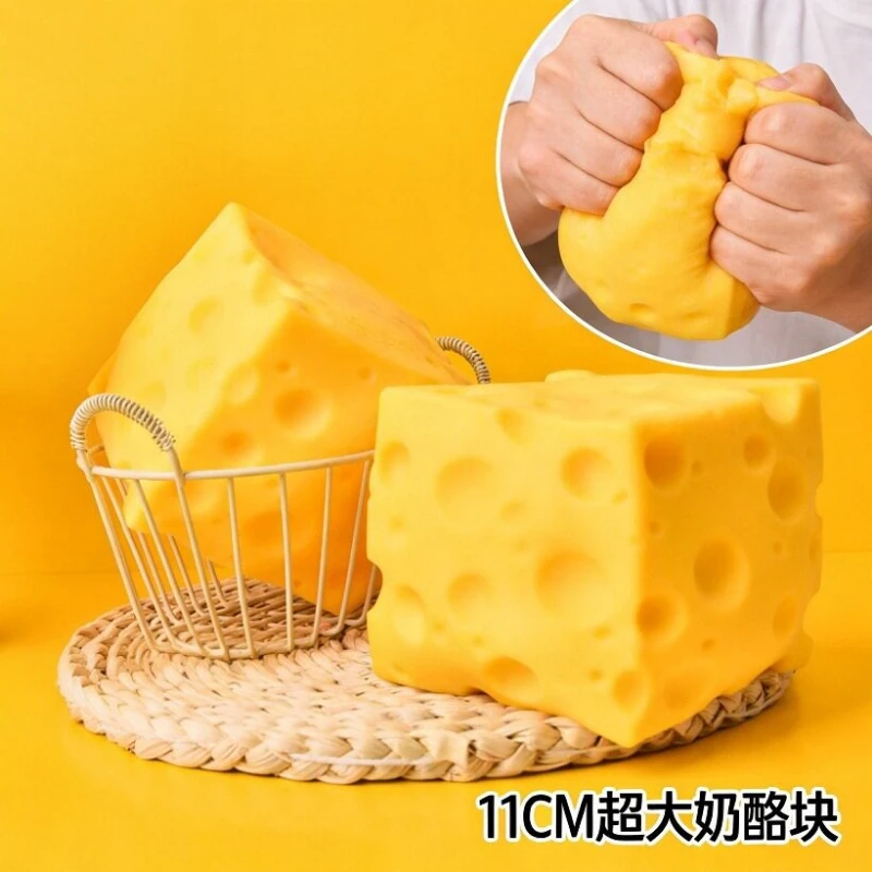 Spot Goods Fruit Model Simulated Cheese Squishy Toy Jumbo Creative Slow Rising Cheese Block  Stress Relief Toys Squeeze Toy