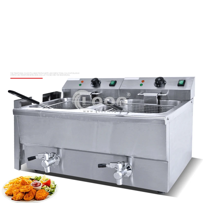 

Fast Food Kitchen Equipment Commercial Chicken Potato Chips Frying Machine Stainless Steel Restaurant Electric Deep Fryers For S