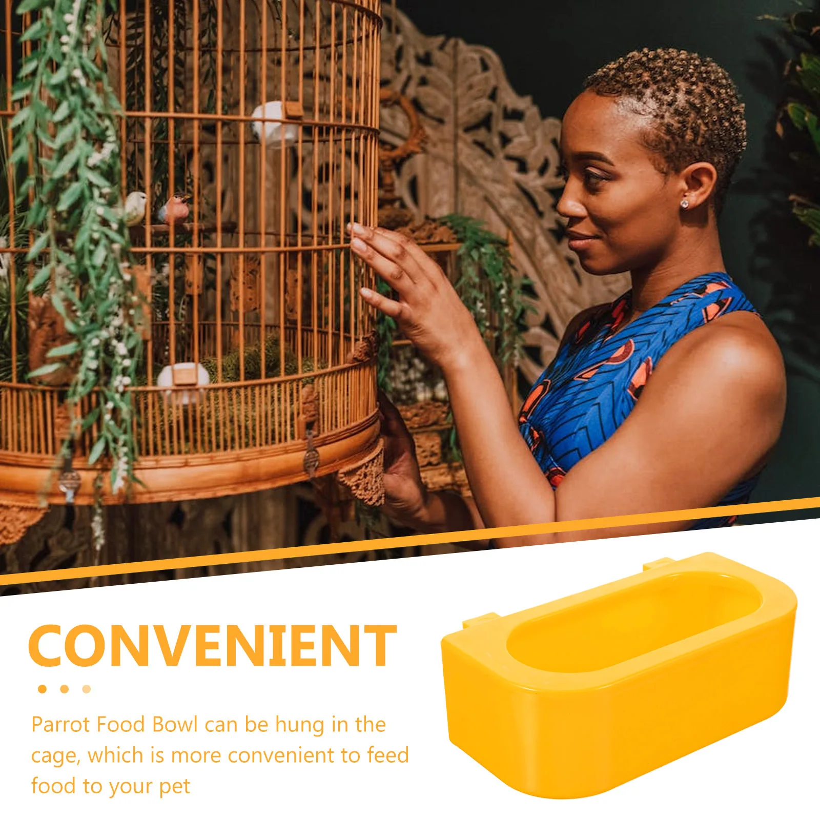 

Hanging Parrot Feeding Bowl Sturdy Material Large Capacity Design Multifunctional Pet Supplies Bird Cage Accessories