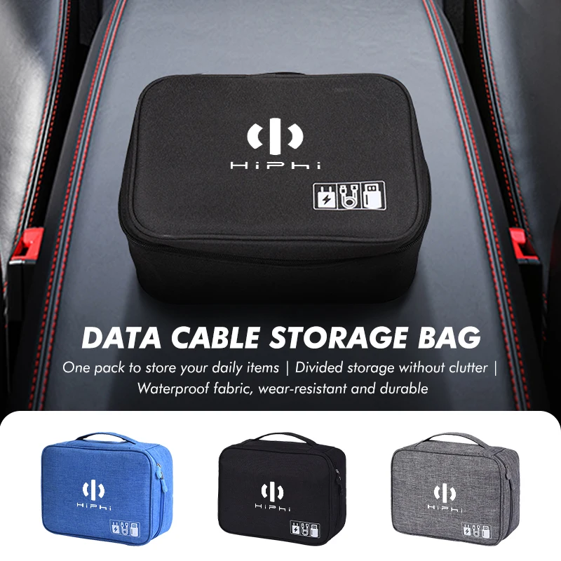 Digital Storage Bag Data Cable Organizer Portable Waterproof For Hiphi X 2023 Z