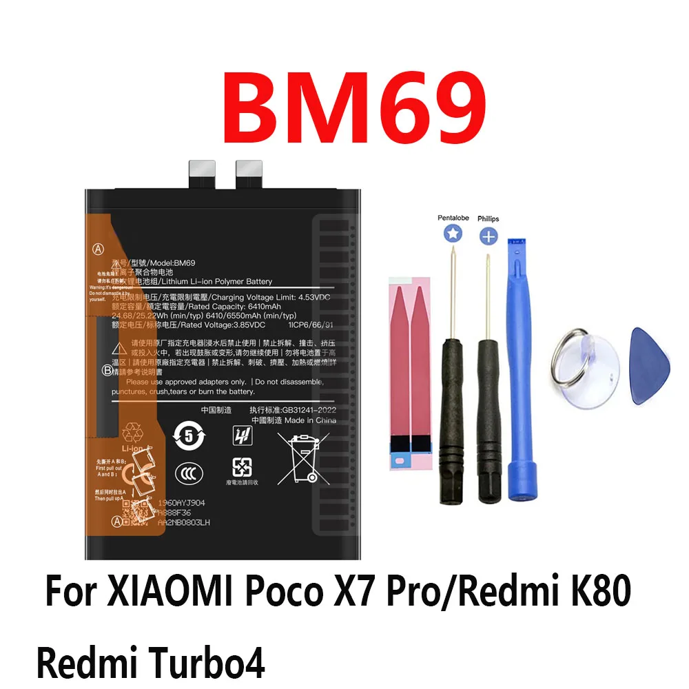 ISUNOO BM69 3.85V 6550mAh Li-ion Polymer Battery for Xiaomi Poco X7 Pro Redmi K80 Redmi Turbo 4 Mobile Phone Batteries