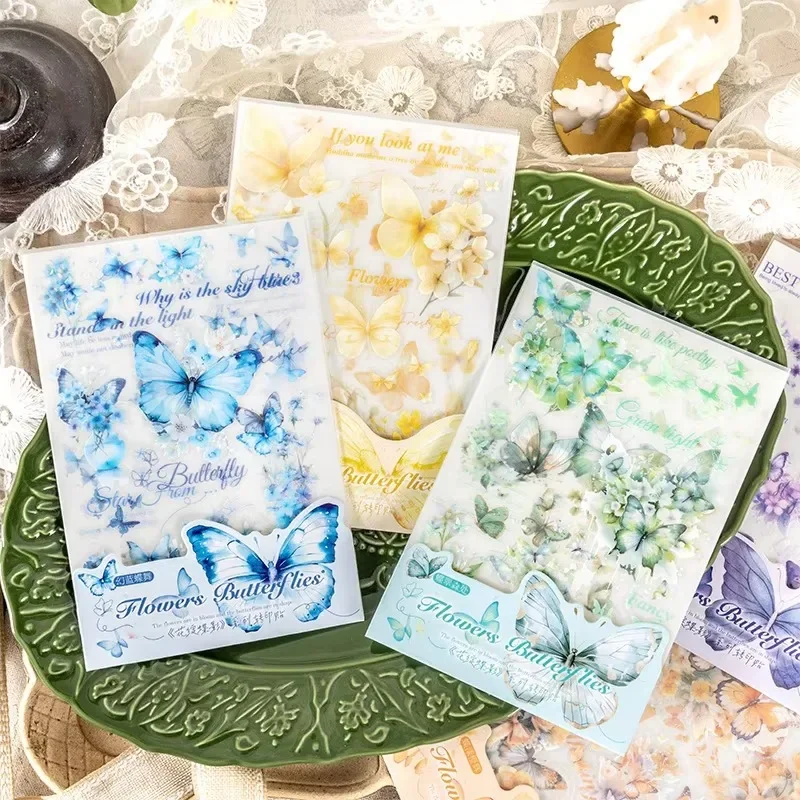 

2Pieces transfer printing stickers butterfly shadow PVC butterfly Supplies package Diary paper Diary Scrapbook Cut 175*110mm