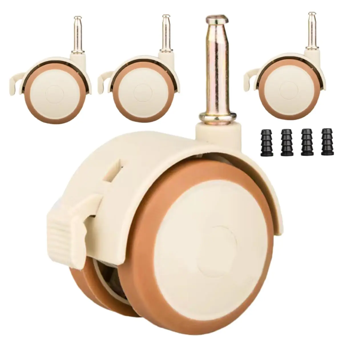 1/4 Pcs Nylon Swivel Caster Wheels with Brake and Clamp for Furniture Cabinet Crib Chair Baby Bed Trolley Support Legs