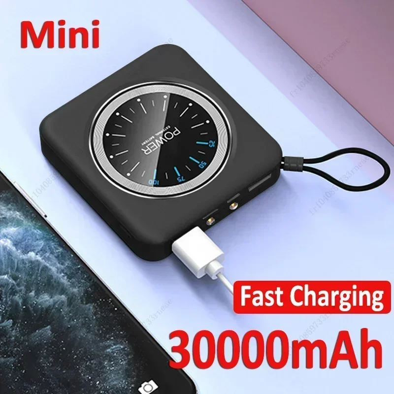 Mini Fast Charging Power Bank Portable 30000mAh Charger High Capacity External Battery Pack LED for Xiaomi iphone Huawei