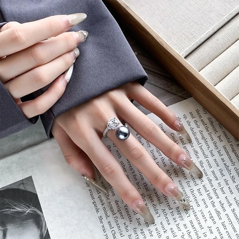 

Новое элитное ювелирное изделие: роскошное кольцо с инкрустацией, покрытое платиной, с жемчугом, в простом стиле, модное, женское, 12 мм