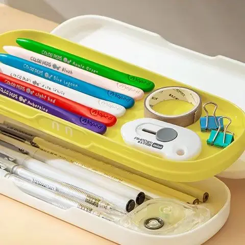 

Desktop Pen Holder Case Office Supplies Storage Box Big Capacity Pencil Box Plastic Pencil Case For Boys Girls Students