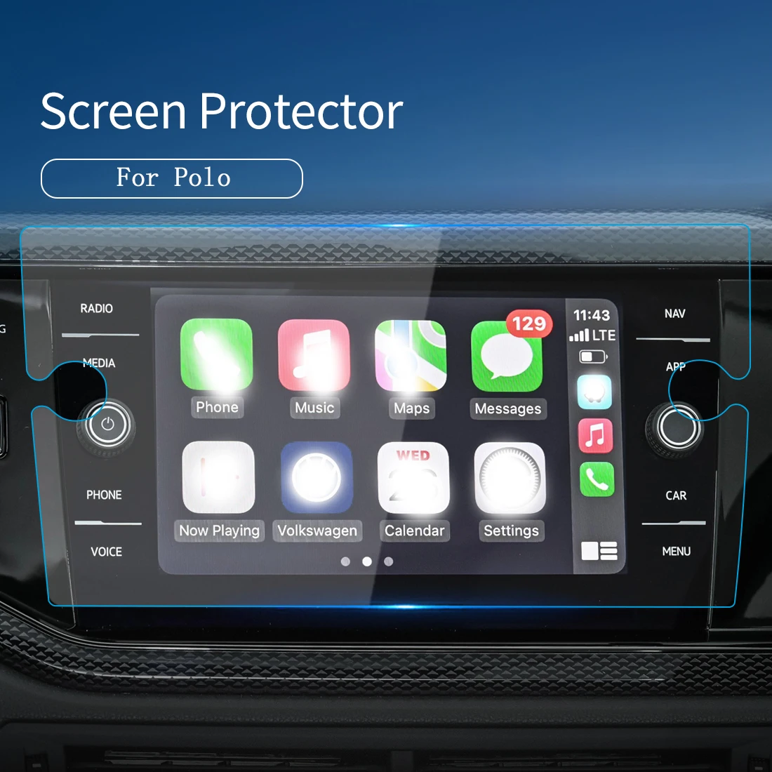 Car Stickers Meters Screen Protector For Carplay VW Polo 2022 Display Tempered Glass Protective Film Navigation Auto Accessories