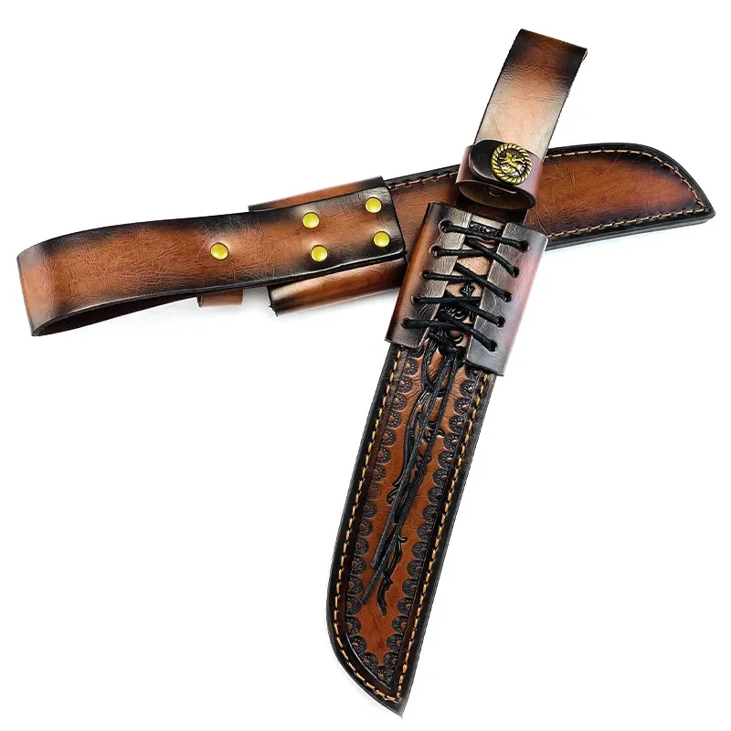 

Чехол-ножны для ножа с фиксированным клинком из натуральной воловьей кожи, 338 мм, для использования на открытом воздухе, с креплением на брюки